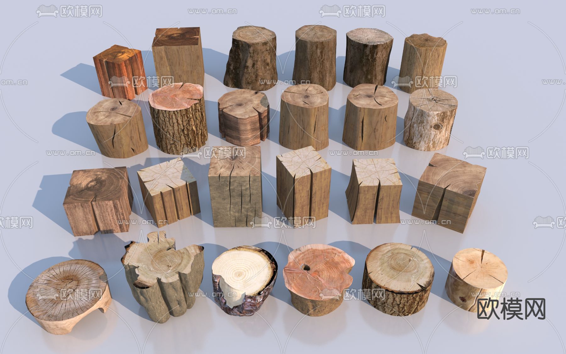 自然风树桩矮凳 凳子3d模型下载