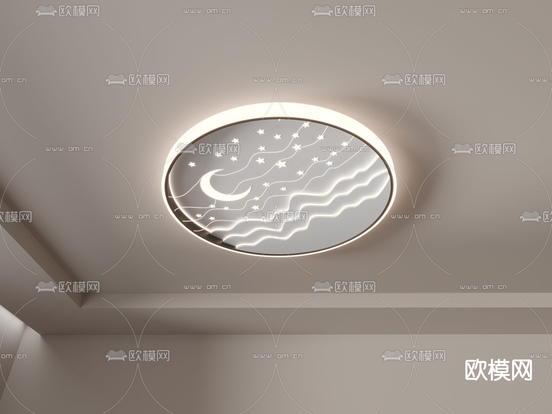 月亮灯 星星灯 儿童卧室灯 吸顶灯su模型