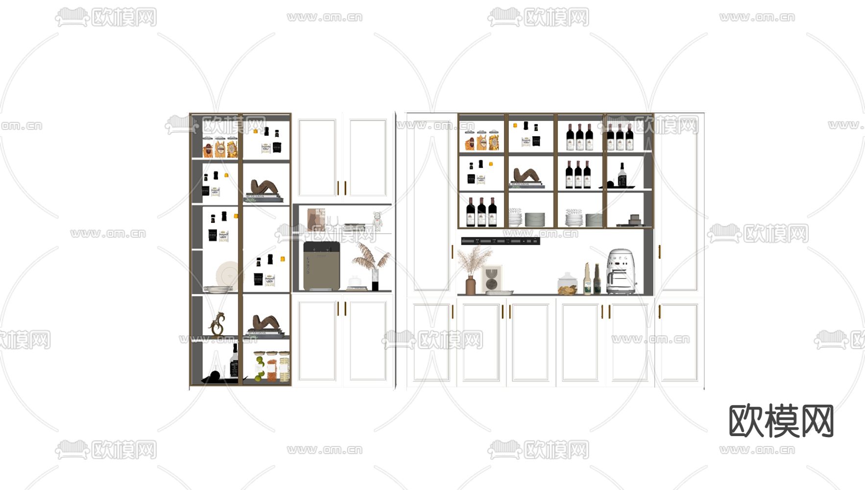 简欧酒柜su模型下载（渲染图2）