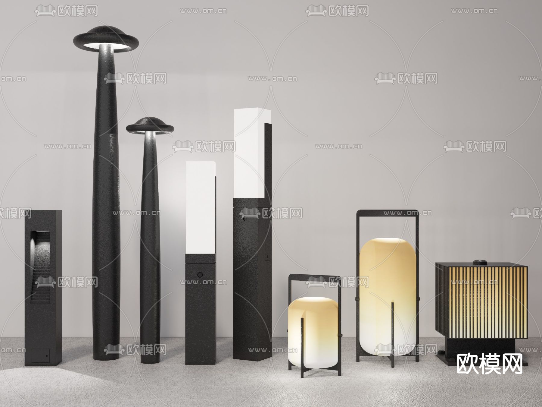 现代户外灯 草坪灯su模型下载（渲染图1）