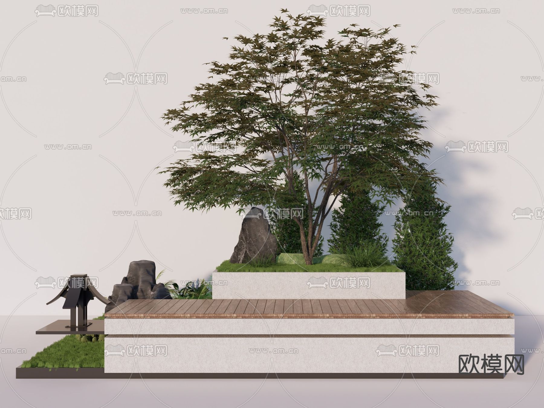 现代景观座椅 户外座椅su模型下载（渲染图2）