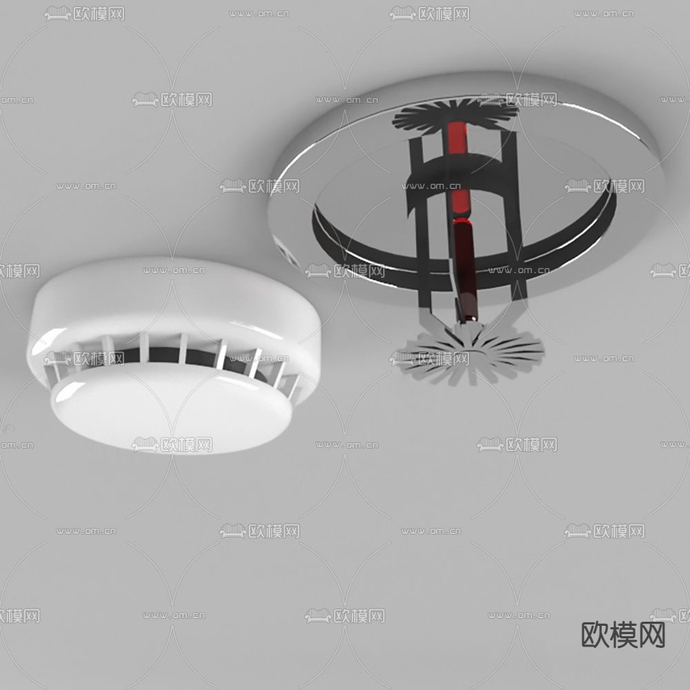 现代消防喷头 烟雾报警器su模型下载（渲染图1）