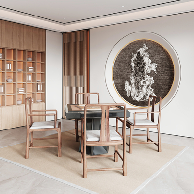  新中式娱乐桌 麻将桌su模型 