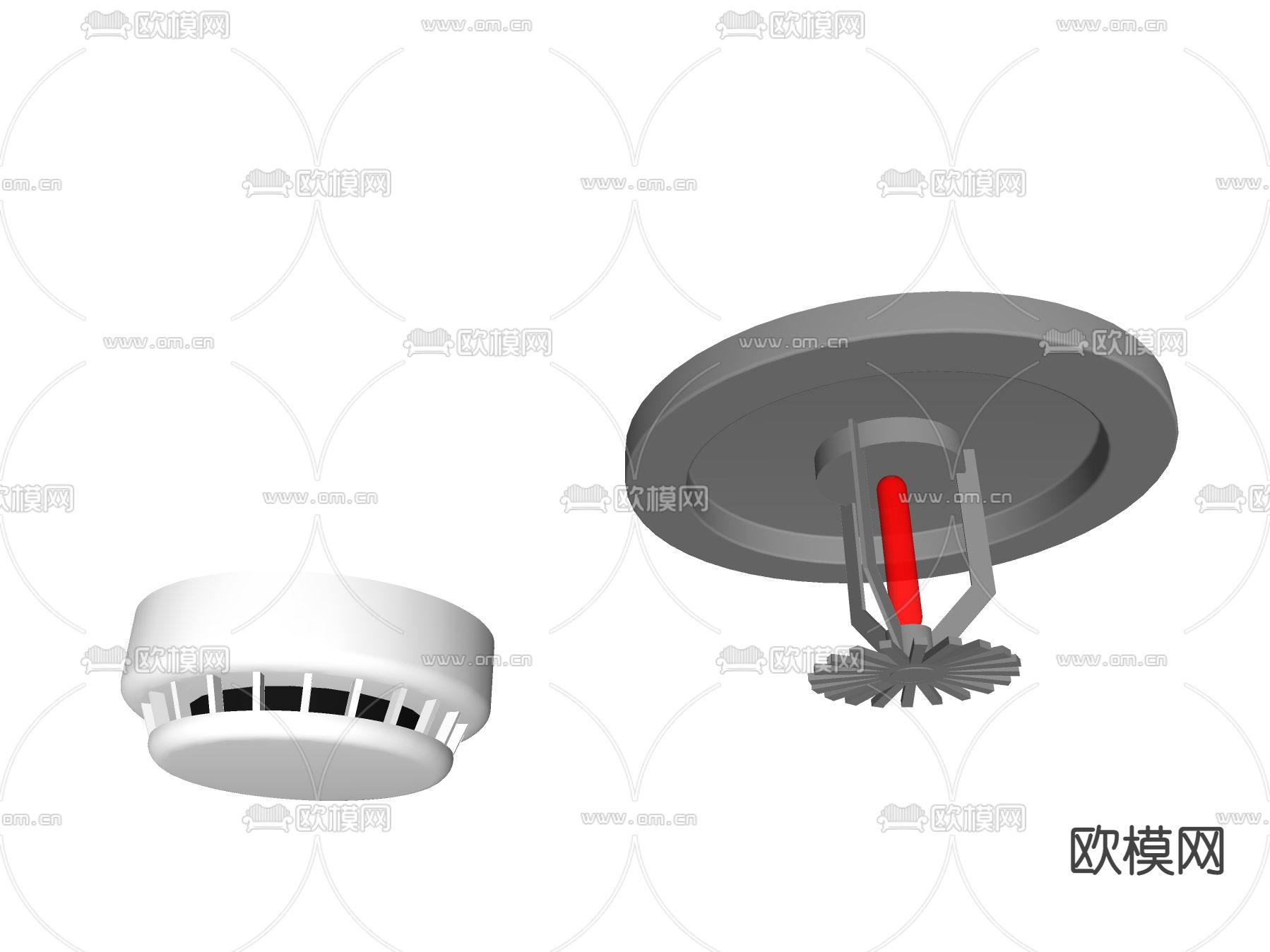 现代消防喷头 烟雾报警器su模型下载（渲染图2）
