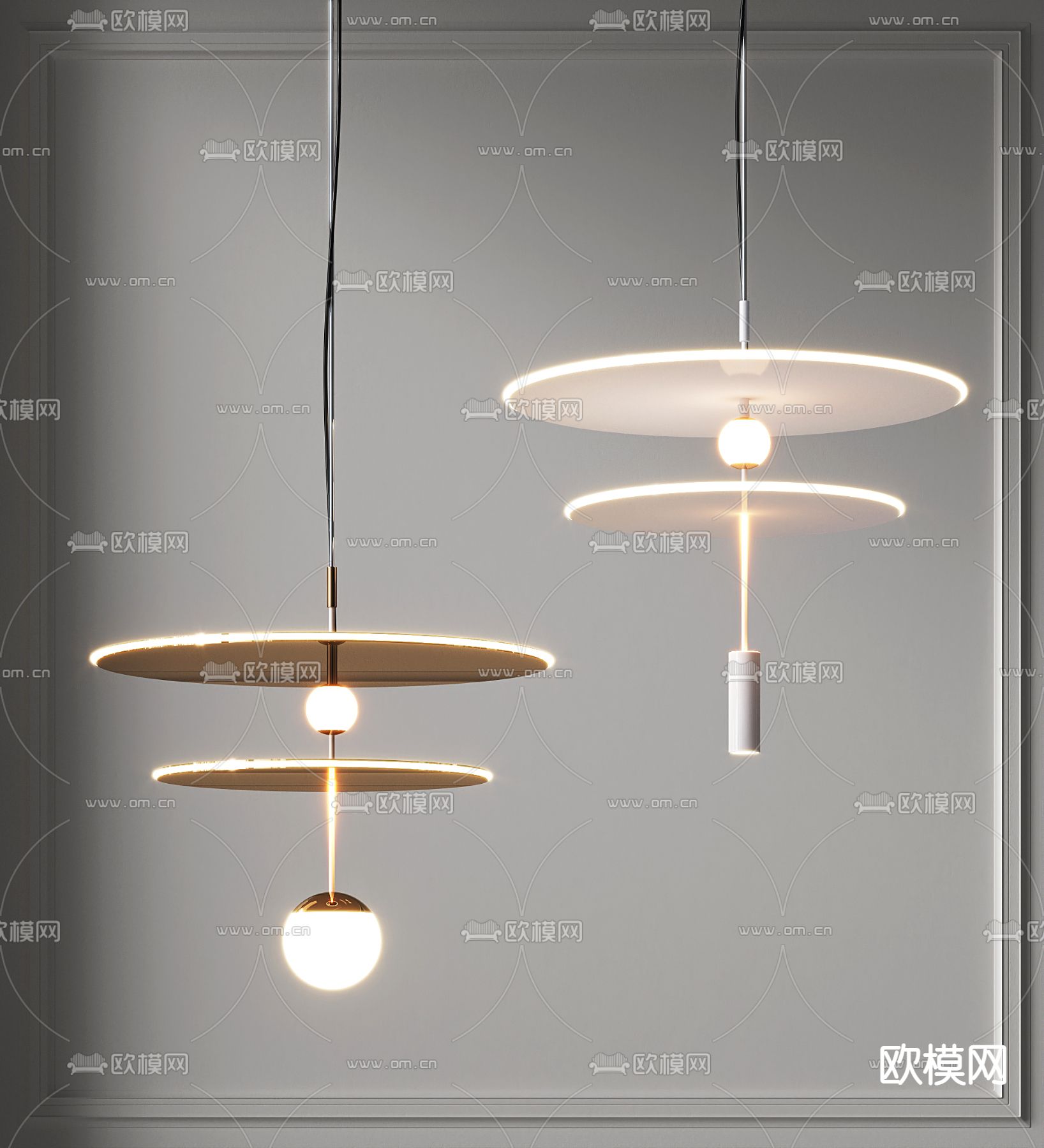 飞碟吊灯 床头吊灯3d模型下载