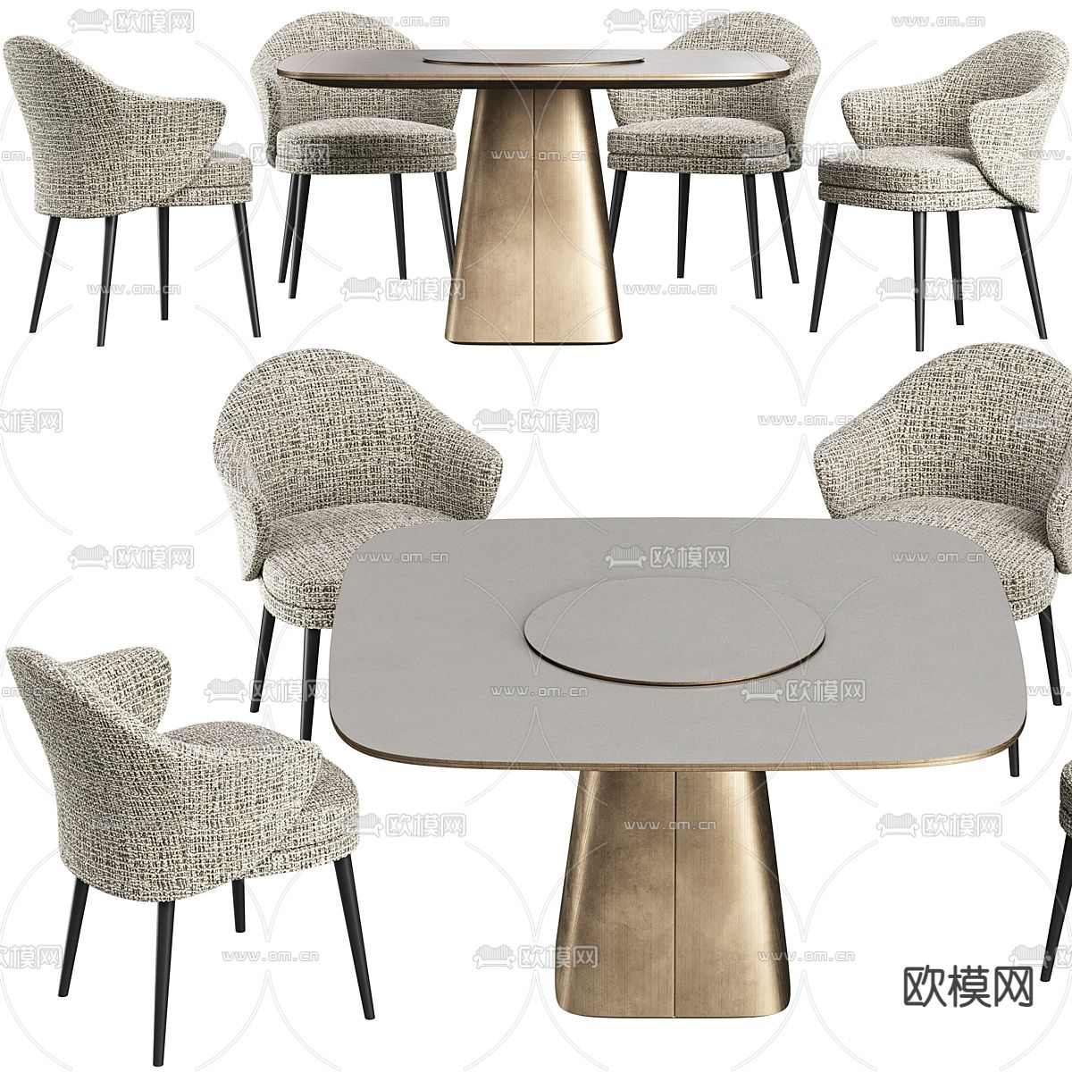 Minotti 餐桌椅3d模型下载（渲染图1）