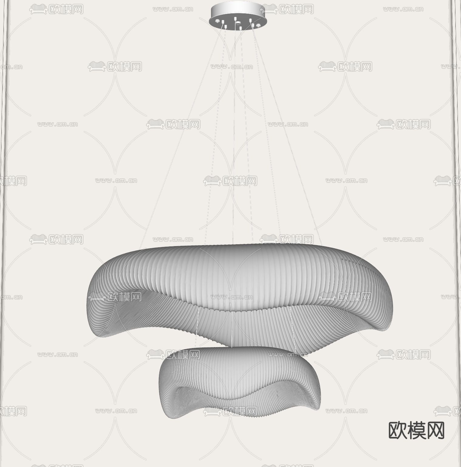 侘寂风艺术吊灯su模型下载（渲染图2）