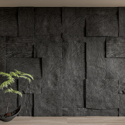 现代岩石背景墙su模型