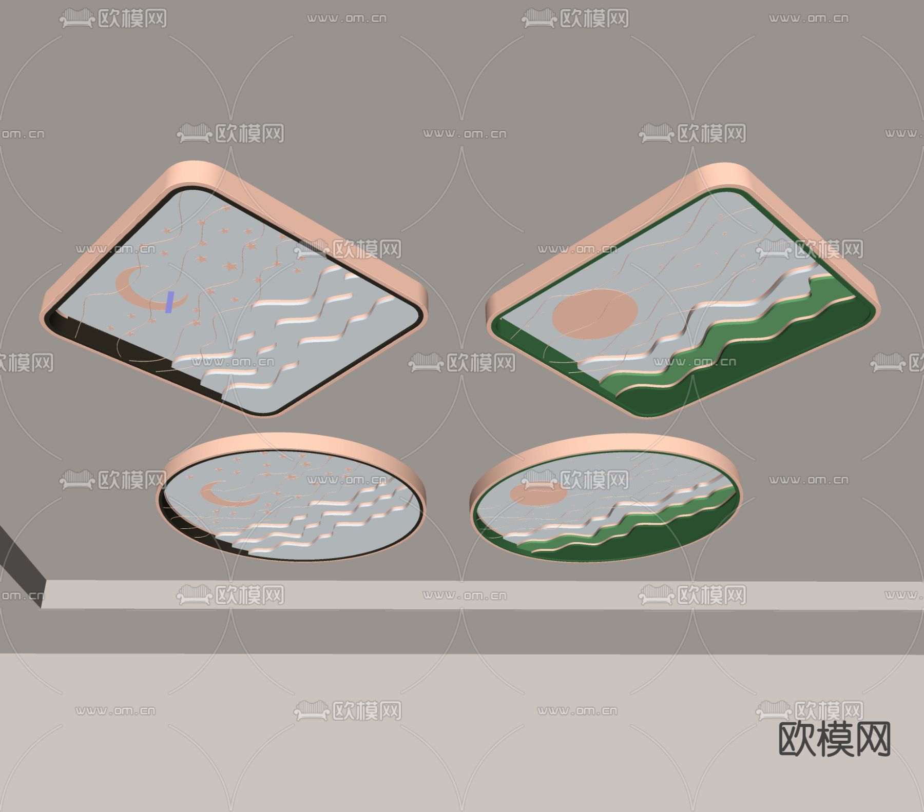 月亮灯 星星灯 儿童卧室灯 吸顶灯su模型