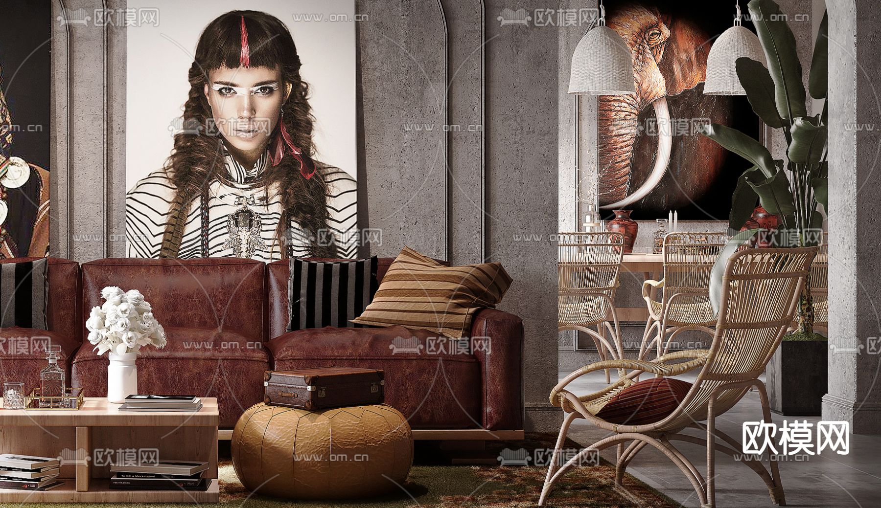 后现代客厅3d模型下载（渲染图5）