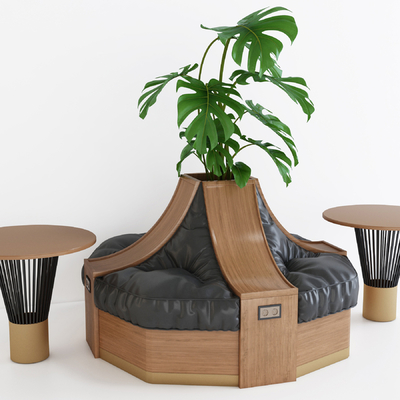  现代户外卡座沙发su模型 