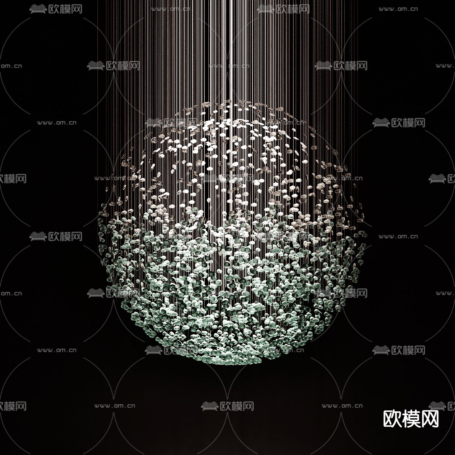 球形水晶吊灯 大堂吊灯3d模型下载_ID13031938_3dmax免费模型-欧模网