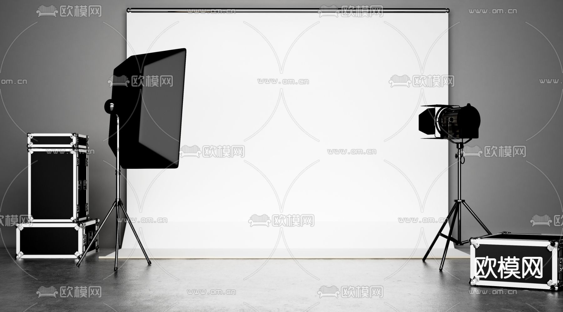 摄影棚 补光灯 收纳箱3d模型下载