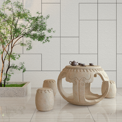  现代石桌 石凳 户外桌椅su模型 