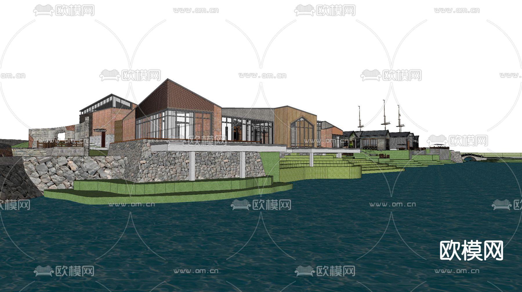 中式乡村民房 民宅su模型下载（渲染图3）