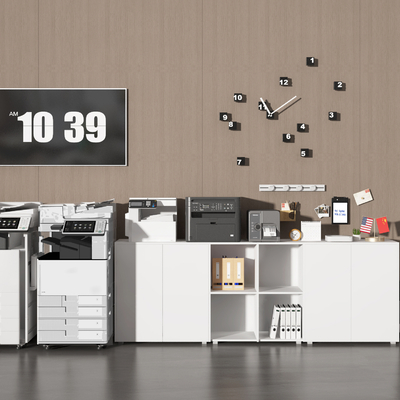  办公用品 打印机 复印机 文件柜su模型 