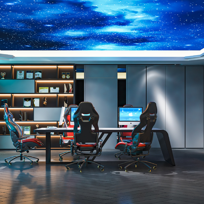  现代电子竞技游戏工作室su模型 