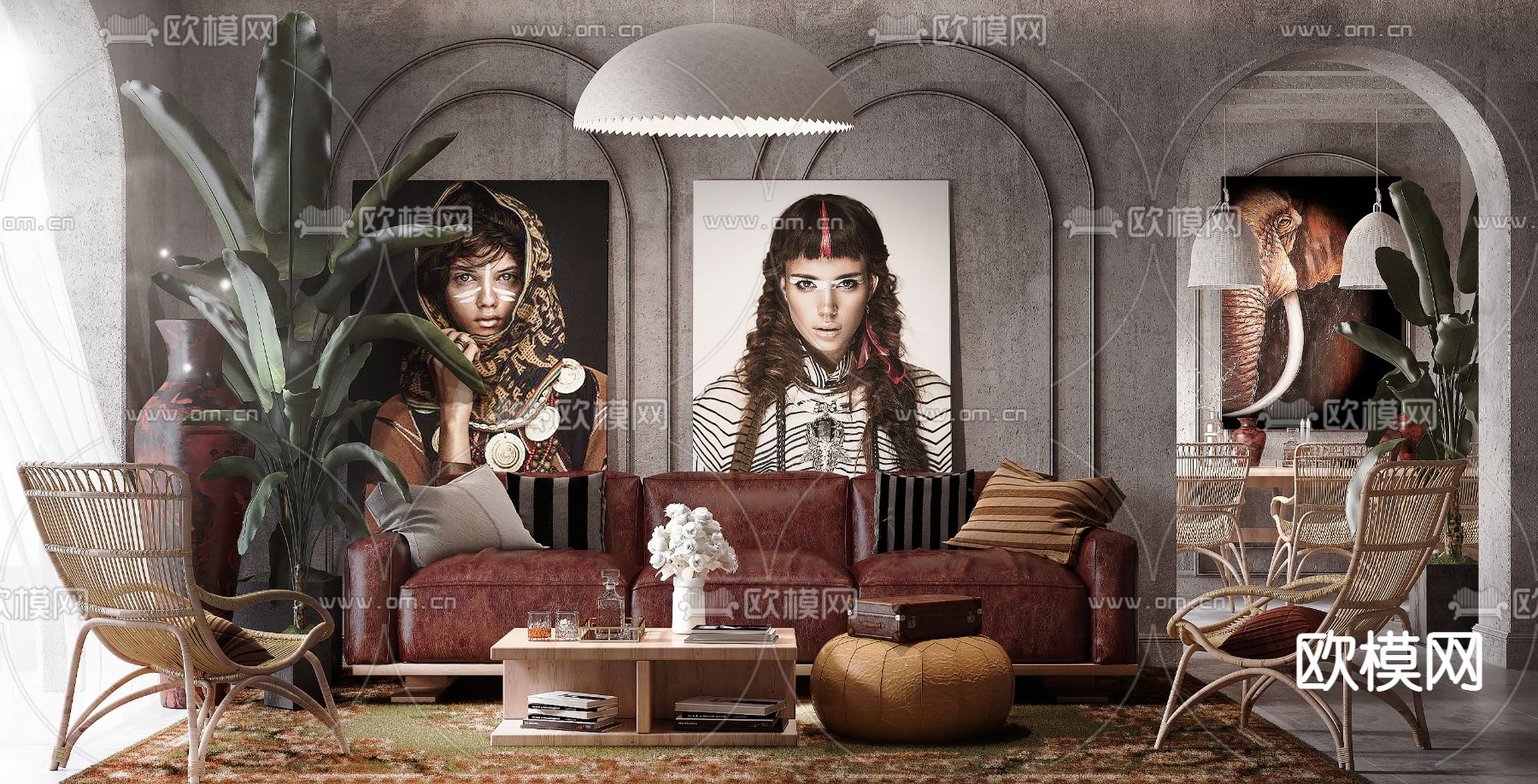 后现代客厅3d模型下载（渲染图1）