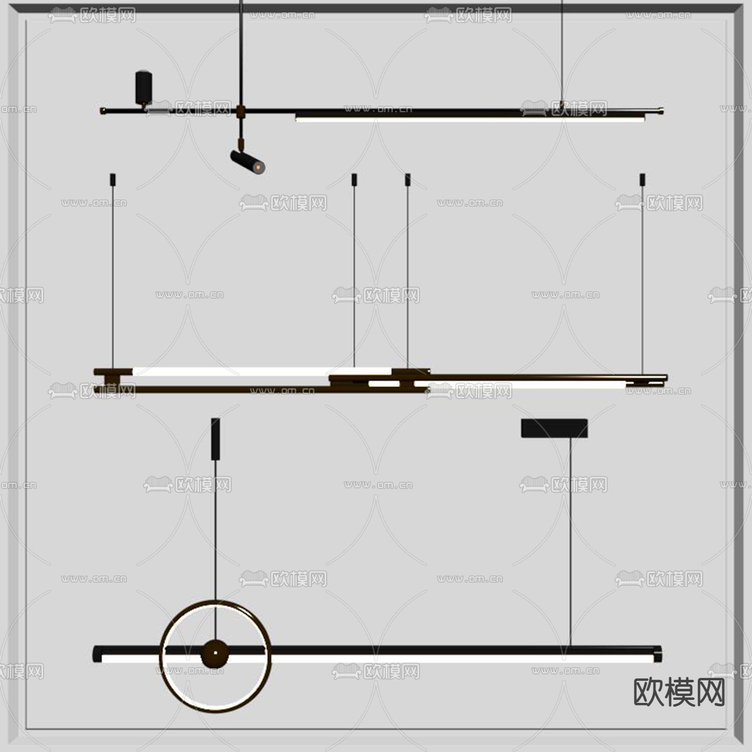 线条吊灯su模型下载（渲染图2）