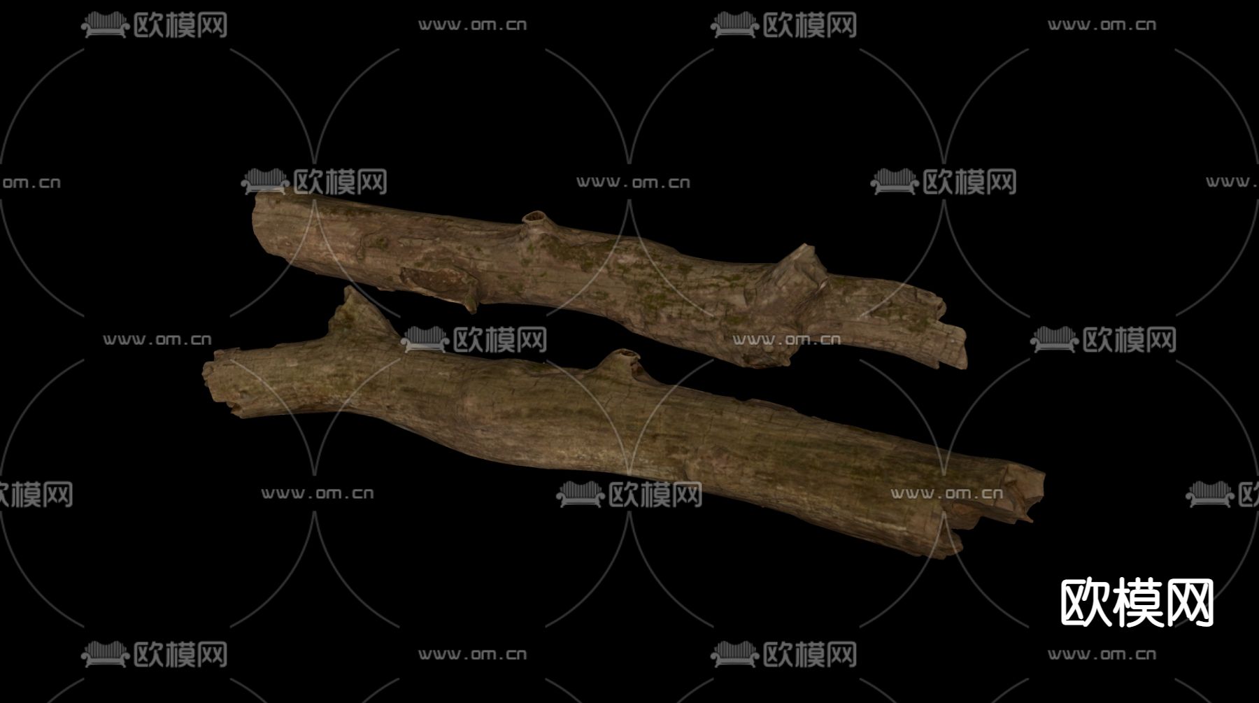 自然风枯木头 腐烂木头su模型下载（渲染图2）