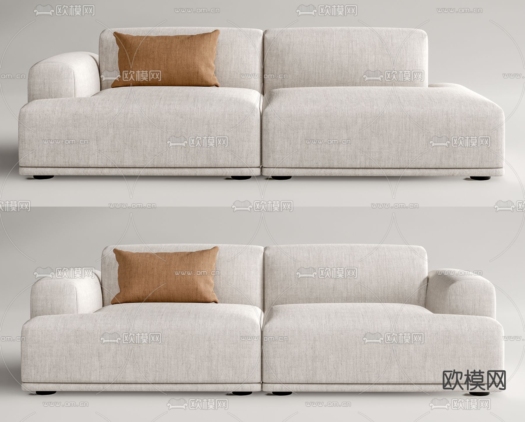 现代双人沙发su模型下载（渲染图1）