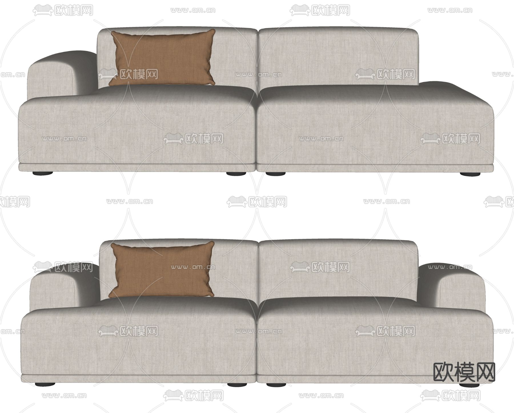 现代双人沙发su模型下载（渲染图2）