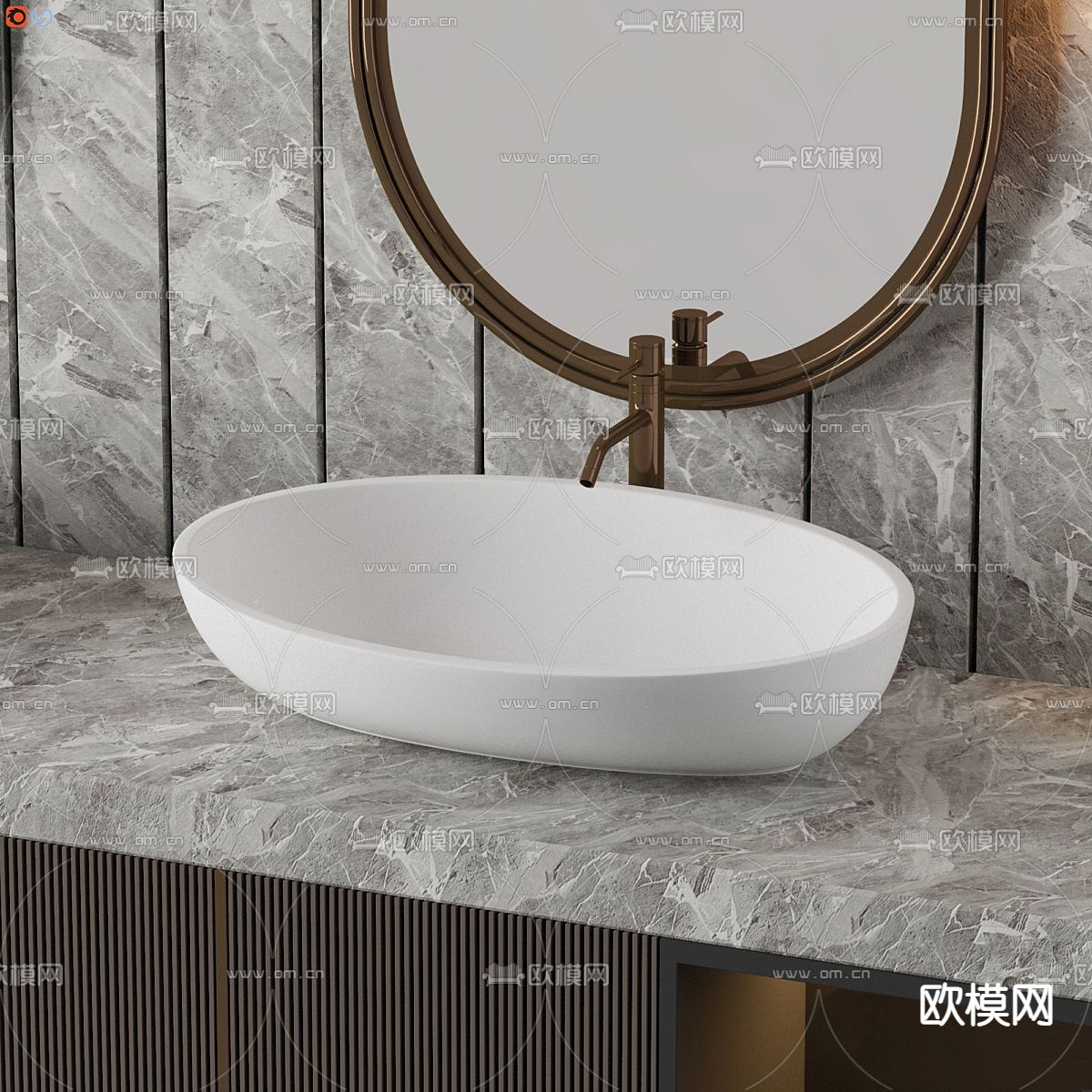 双盆洗手台 台盆3d模型下载（渲染图4）