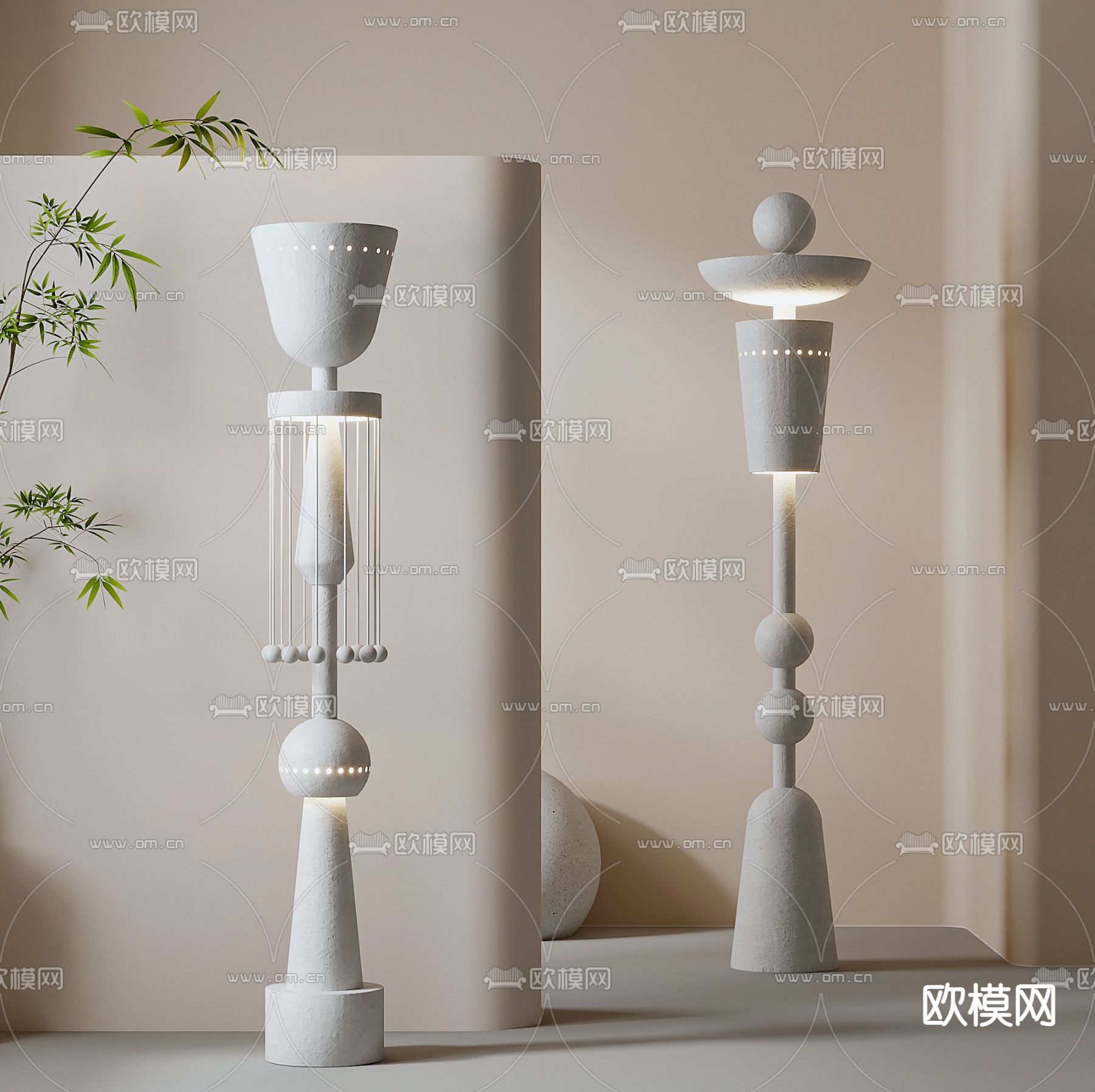 现代落地灯su模型下载（渲染图1）