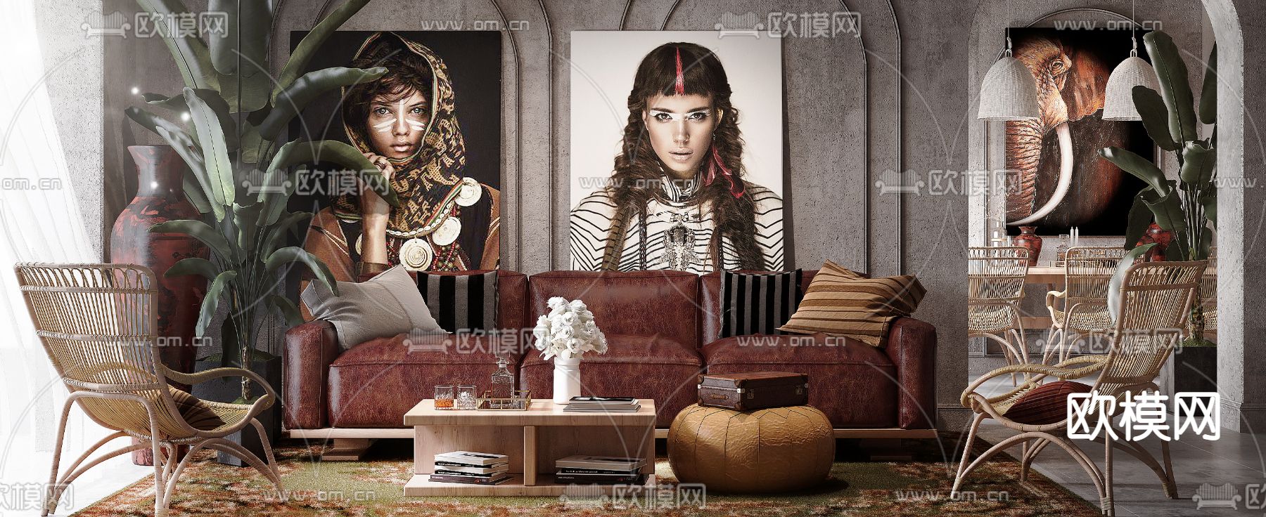 后现代客厅3d模型下载（渲染图2）