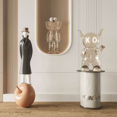  潮玩雕塑 人物摆件su模型 