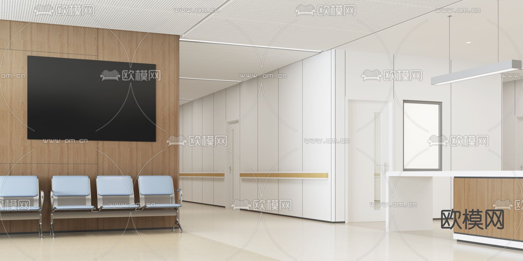 医院候诊室 分诊台3d模型下载