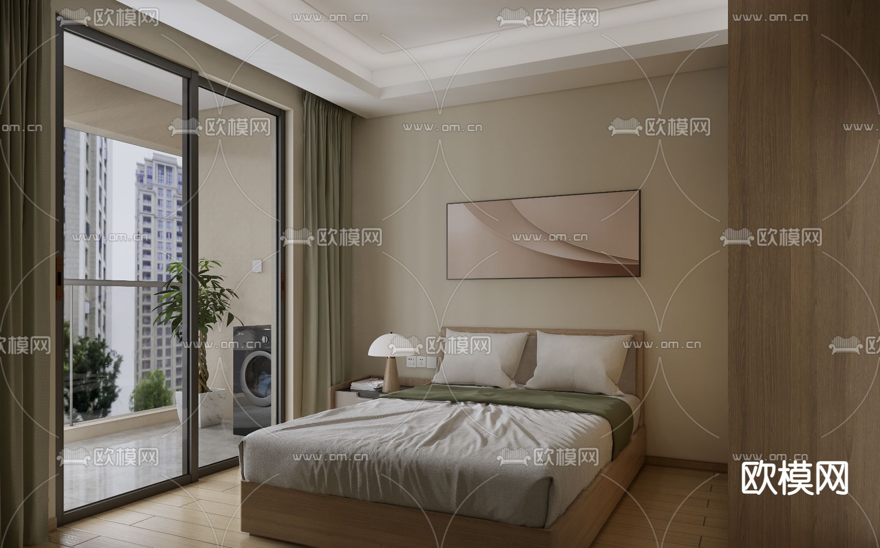 现代单身公寓su模型下载（渲染图1）