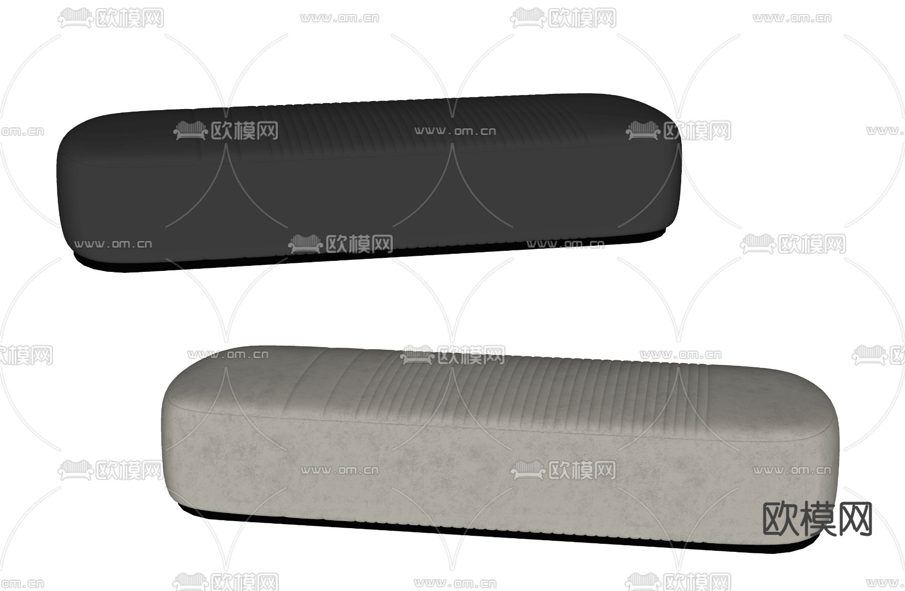 现代床尾凳su模型下载（渲染图2）