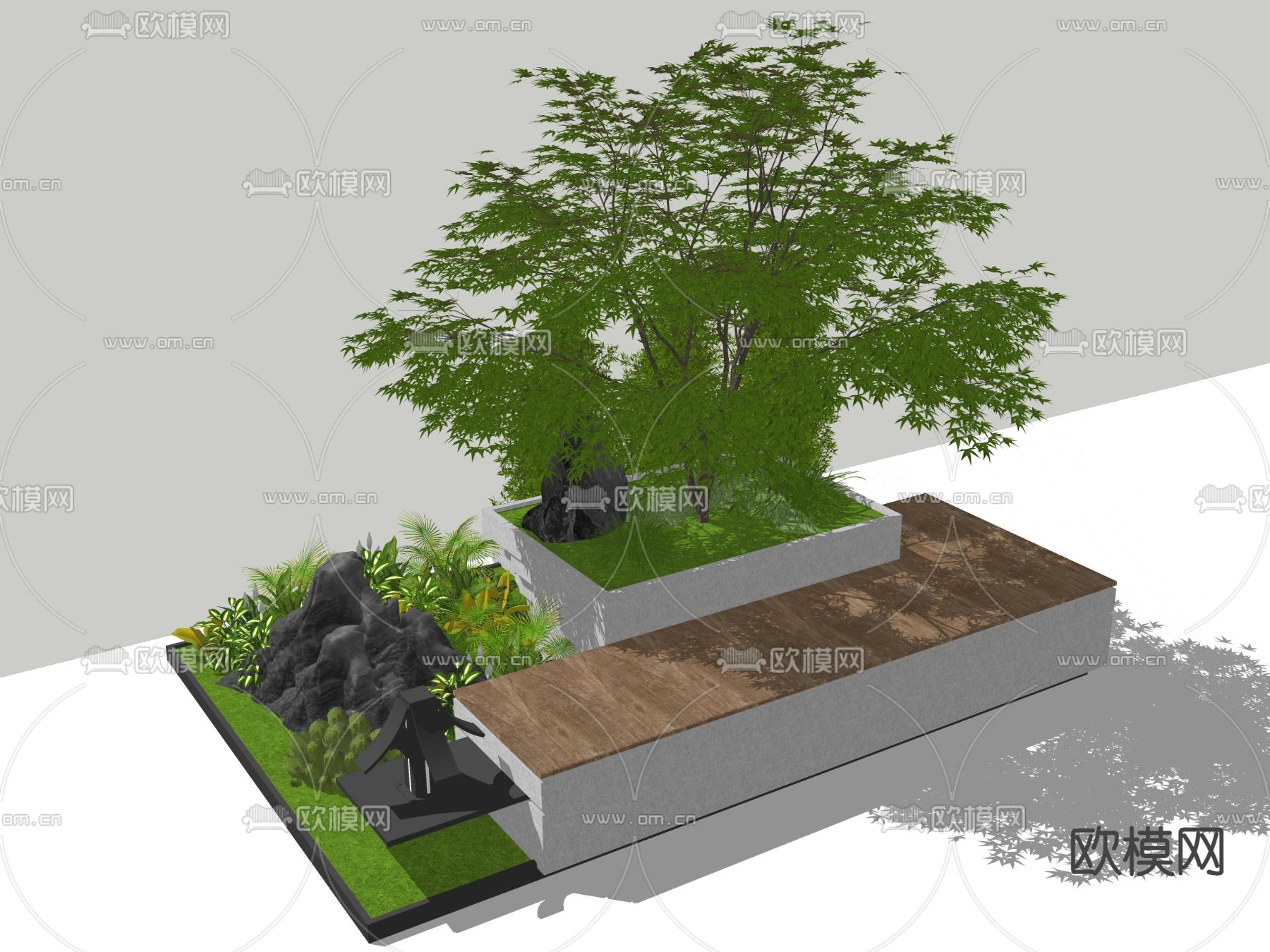 现代景观座椅 户外座椅su模型下载（渲染图3）
