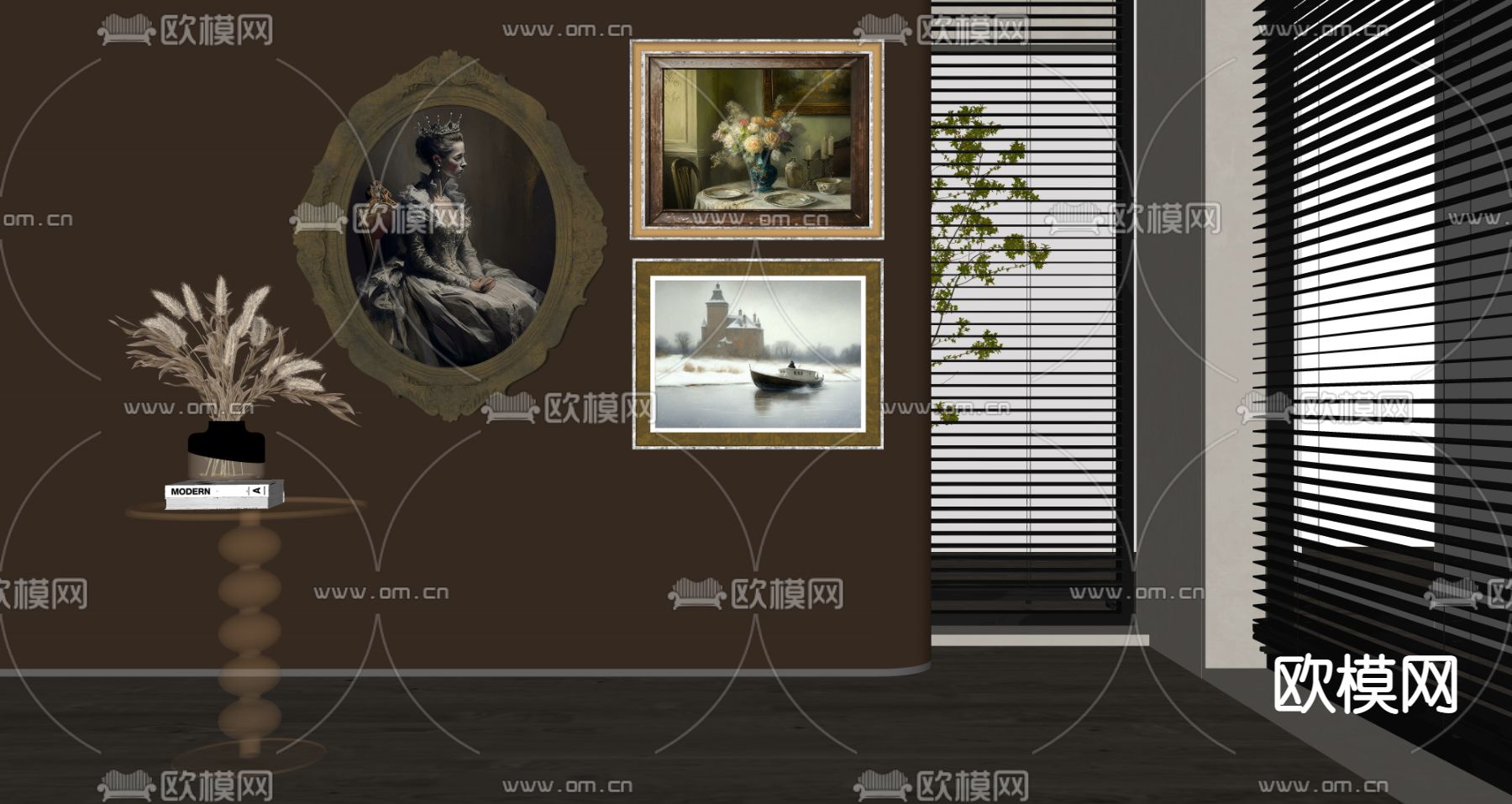 美式装饰画 挂画su模型下载（渲染图2）