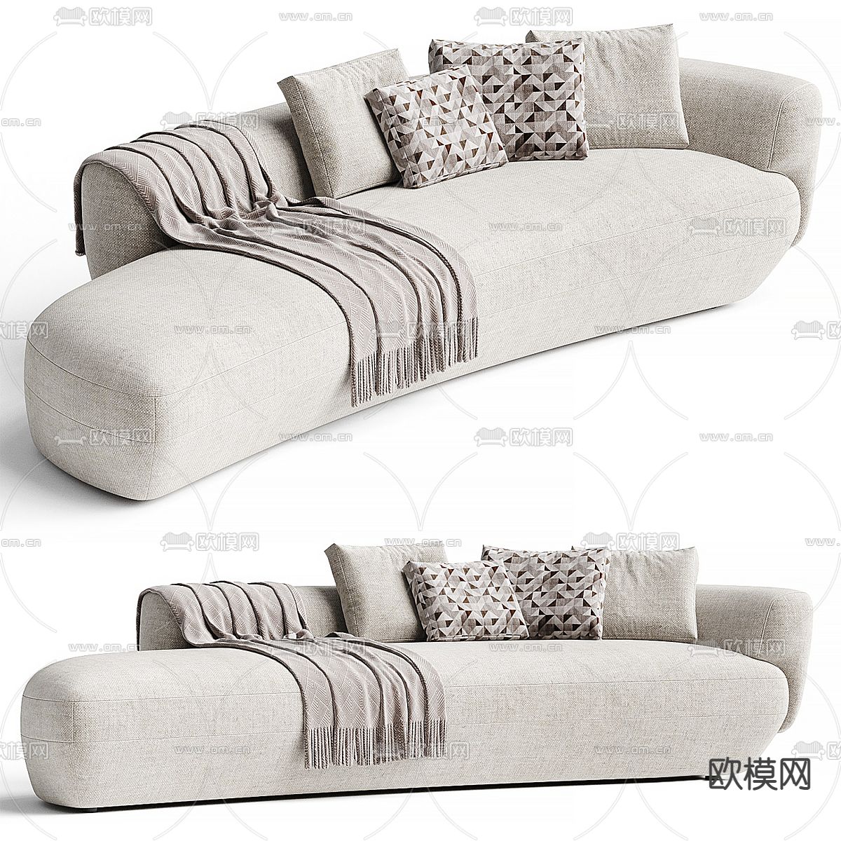 弧形沙发3d模型下载_ID13033343_3dmax免费模型-欧模网