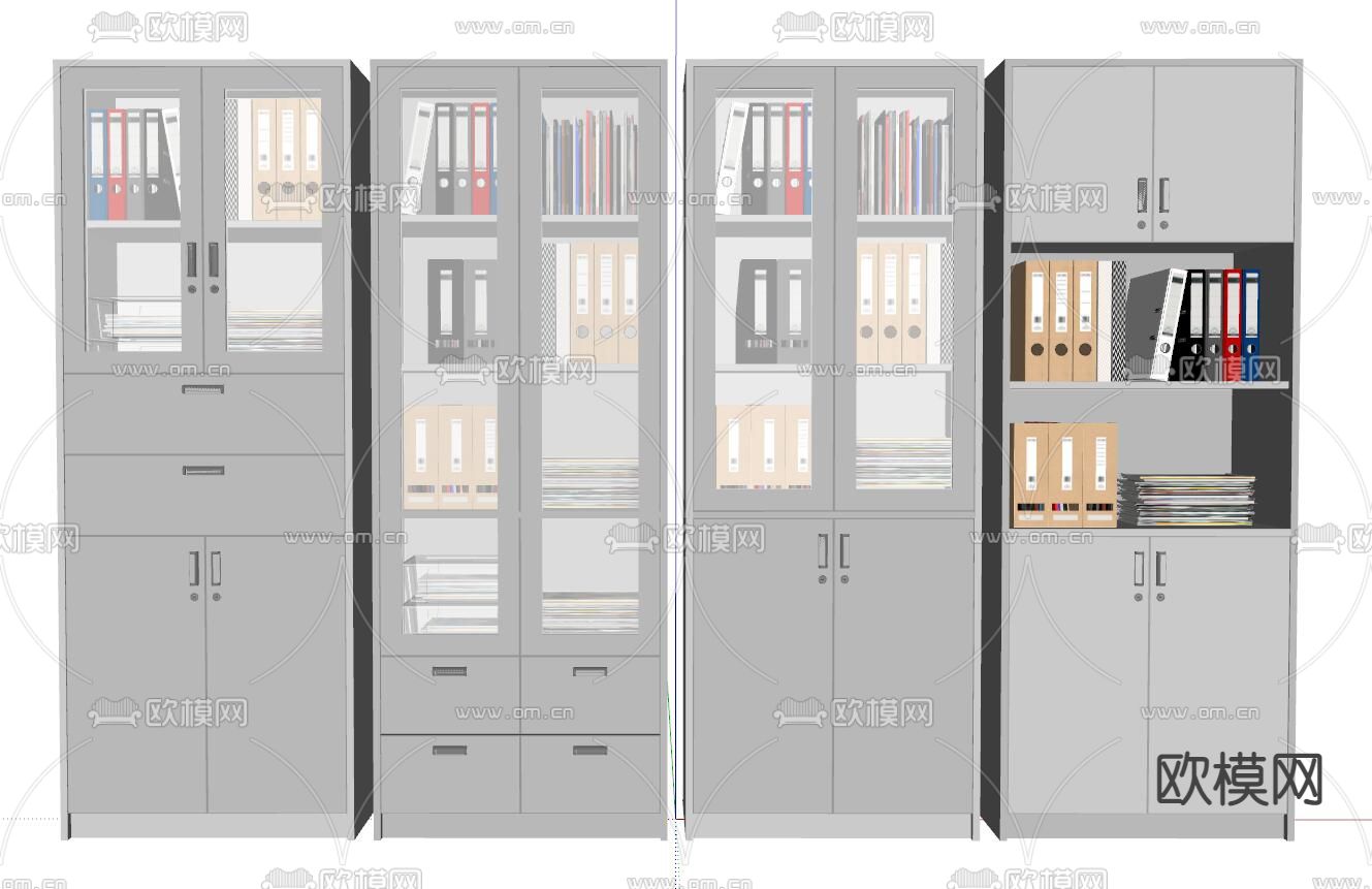 现代文件柜su模型下载（渲染图2）