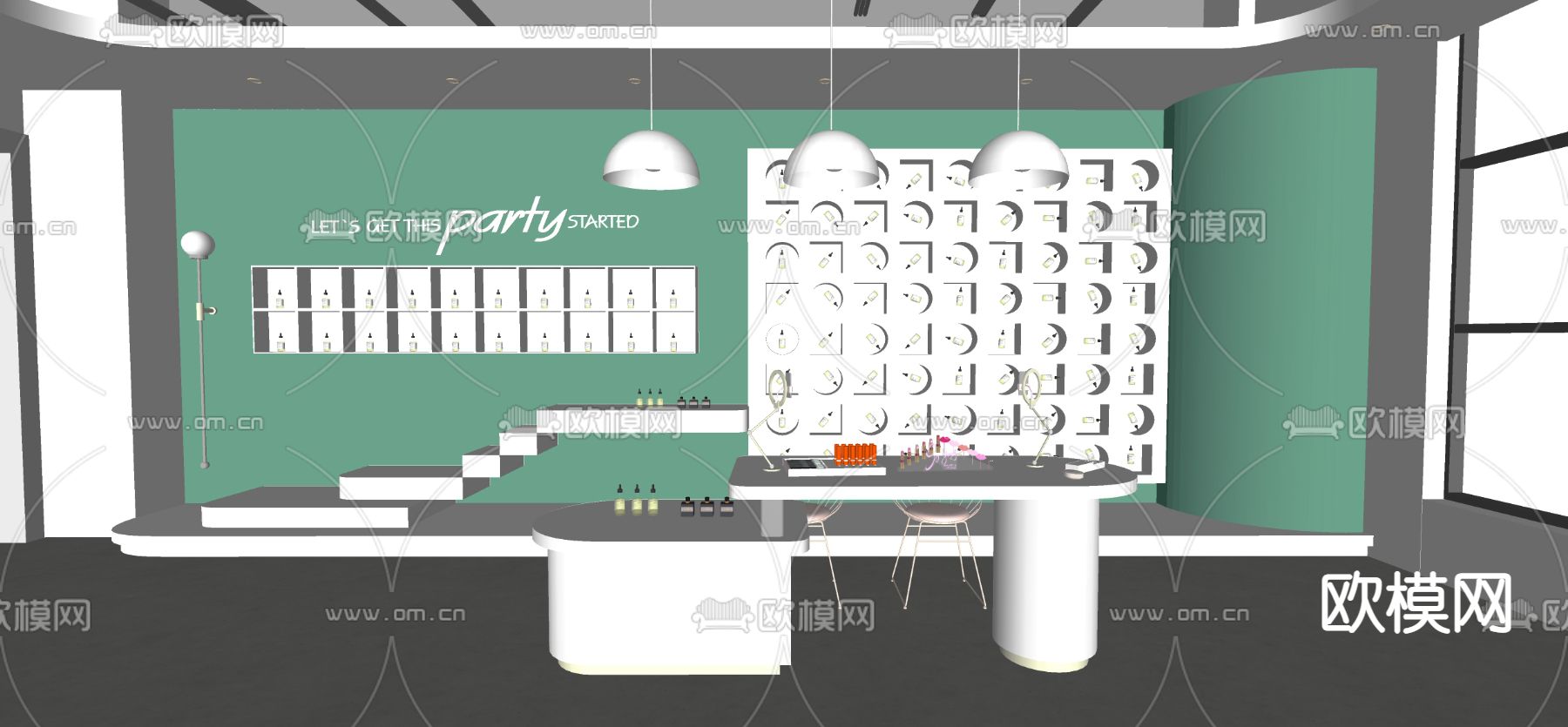 化妆品直播间su模型下载（渲染图2）