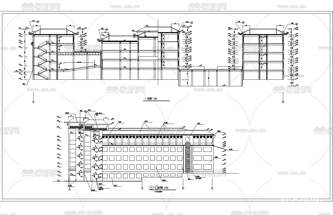 某教学楼建筑CAD施工图下载（渲染图3）