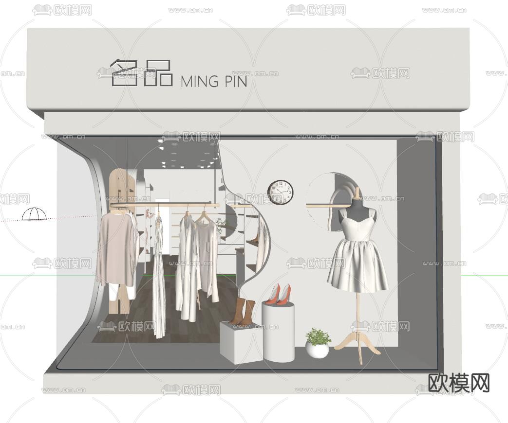 侘寂风服装店su模型