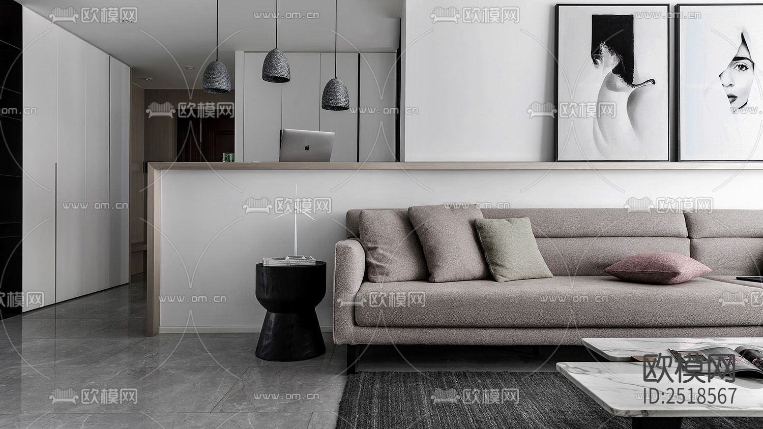 平层CAD施工图下载（渲染图6）