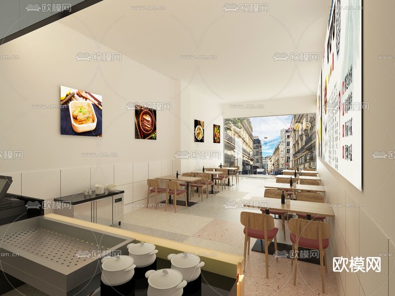 现代快餐店免费3d模型下载(渲染图2)