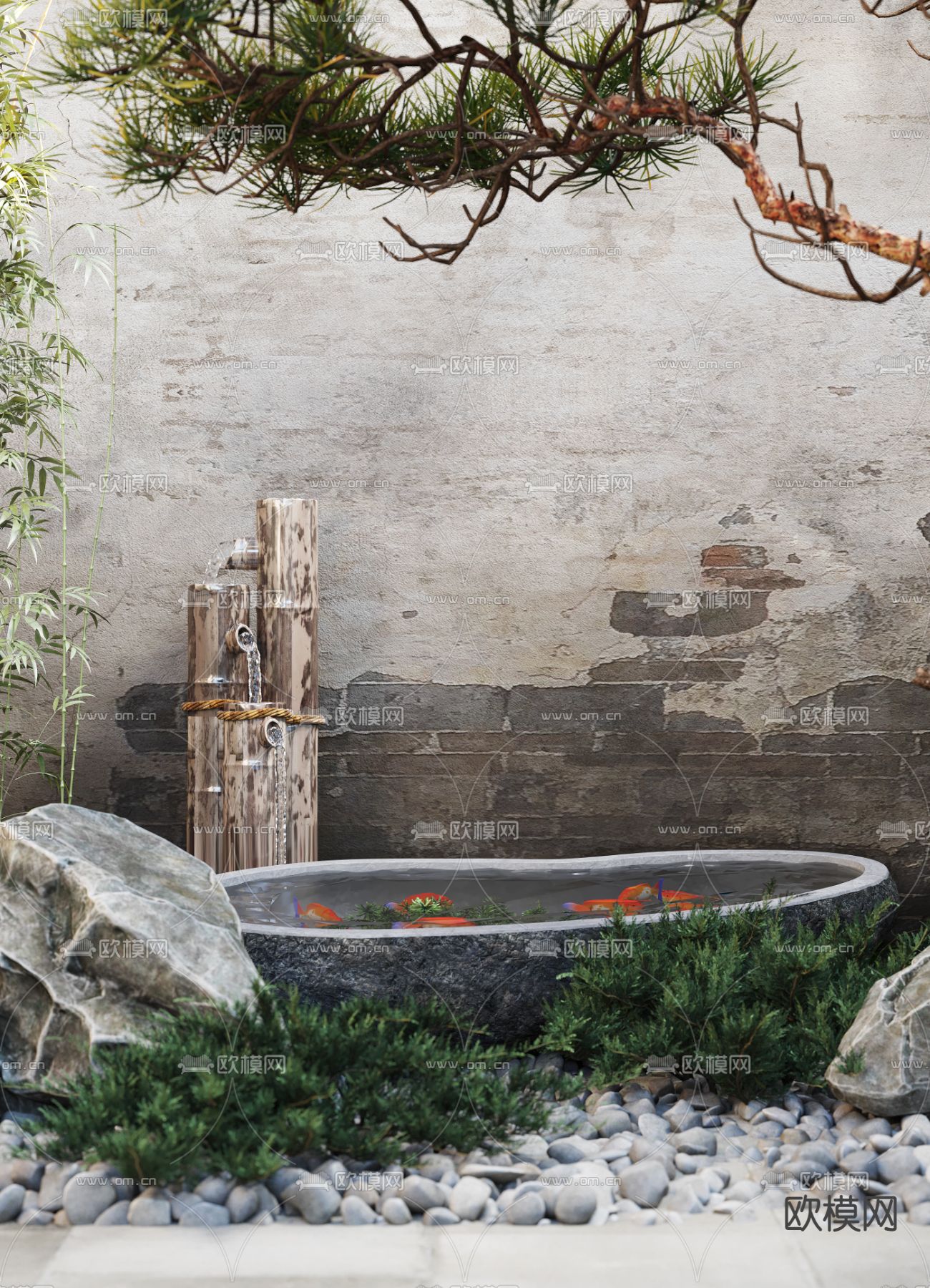 新中式门头 门面3d模型下载（渲染图5）