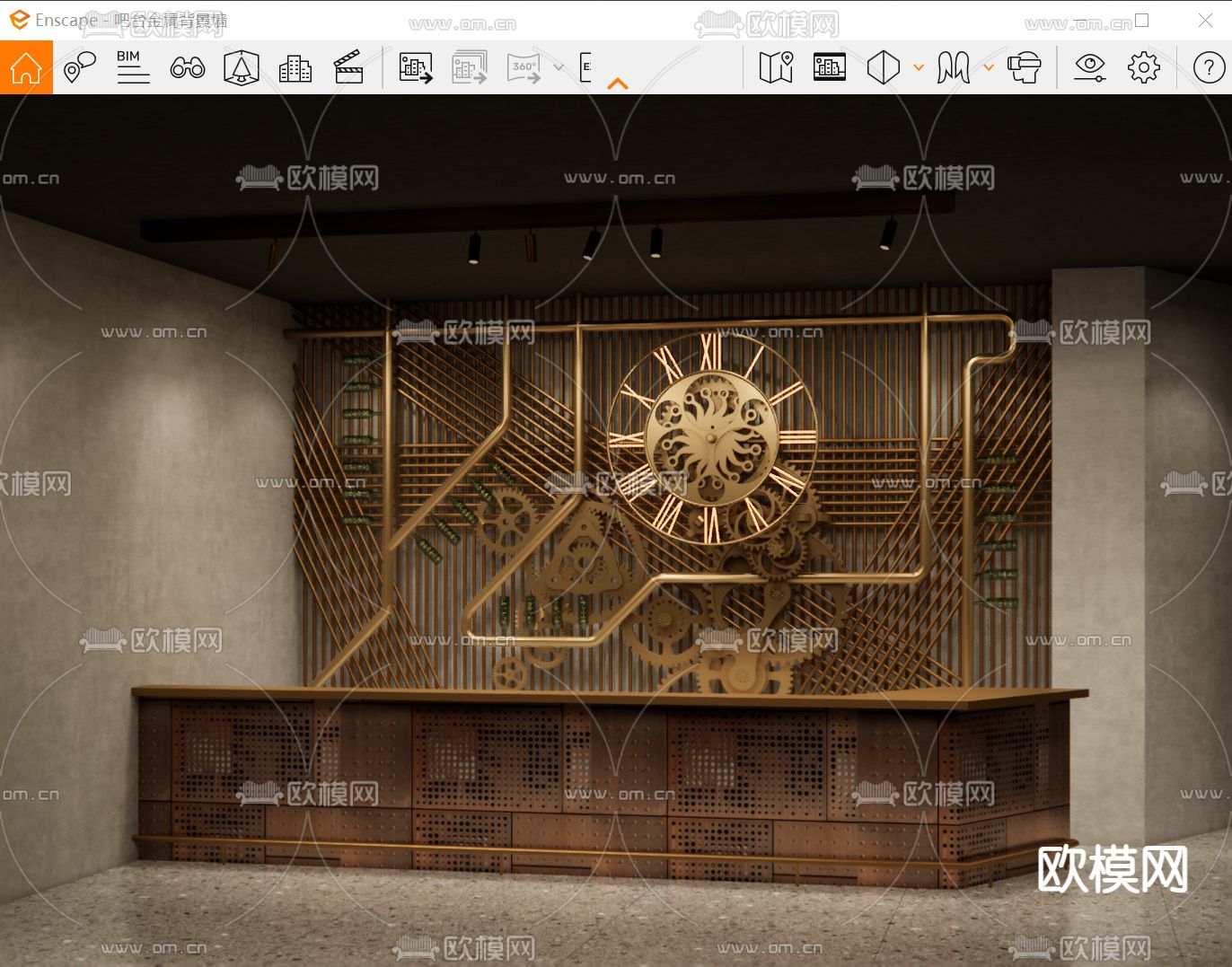 工业机械吧台 操作台su模型下载（渲染图3）