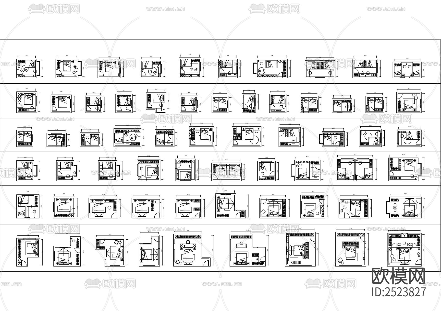 2023卧室平面布局大合集cad图库下载（渲染图2）