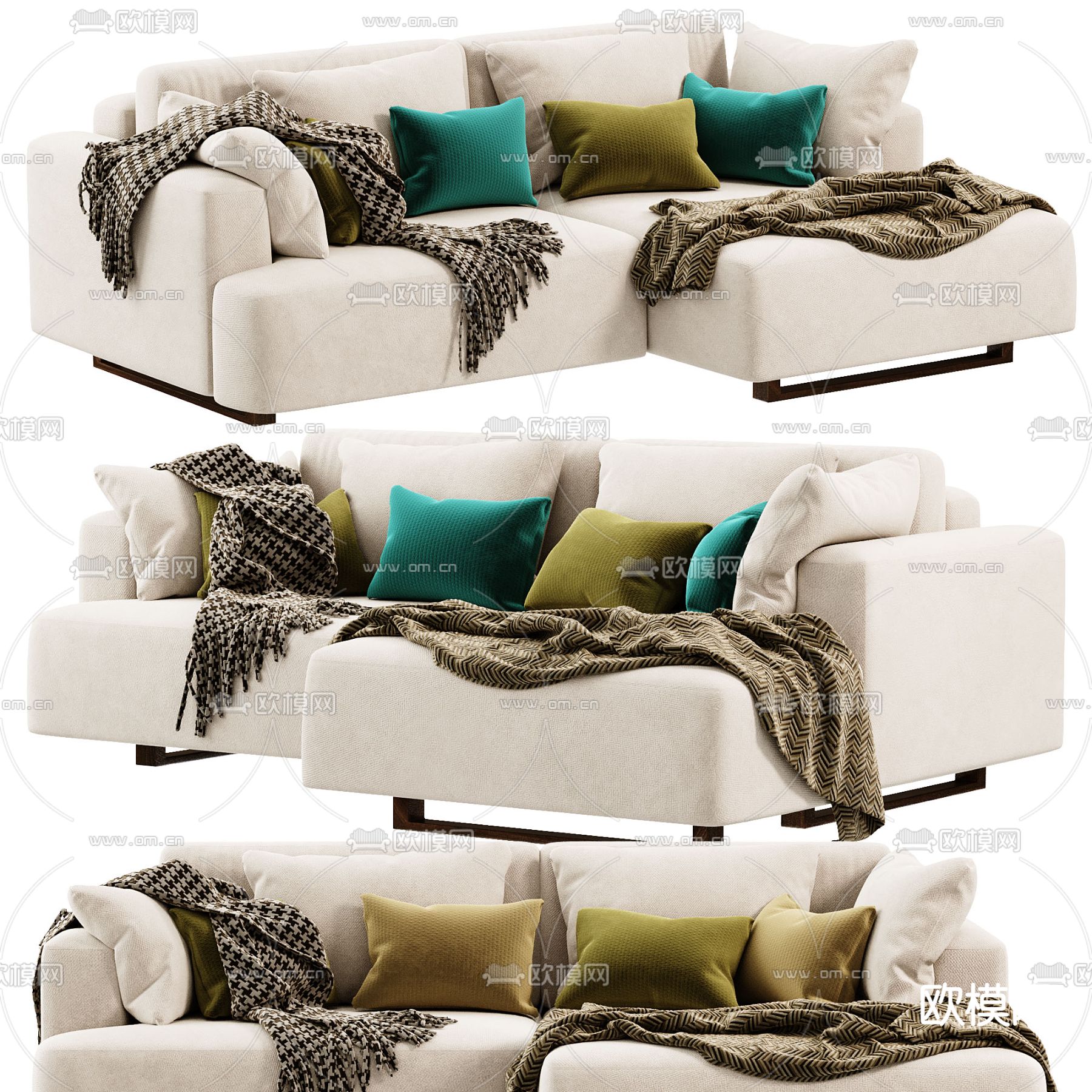 转角沙发3d模型下载（渲染图4）