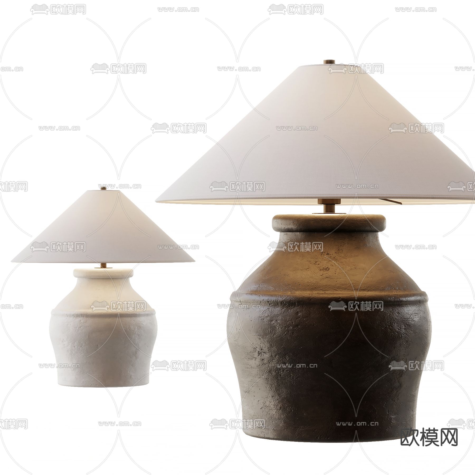 侘寂风台灯 陶罐台灯3d模型下载