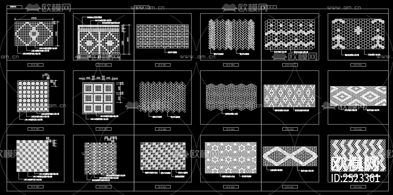 铺装样式CAD施工图下载（渲染图1）