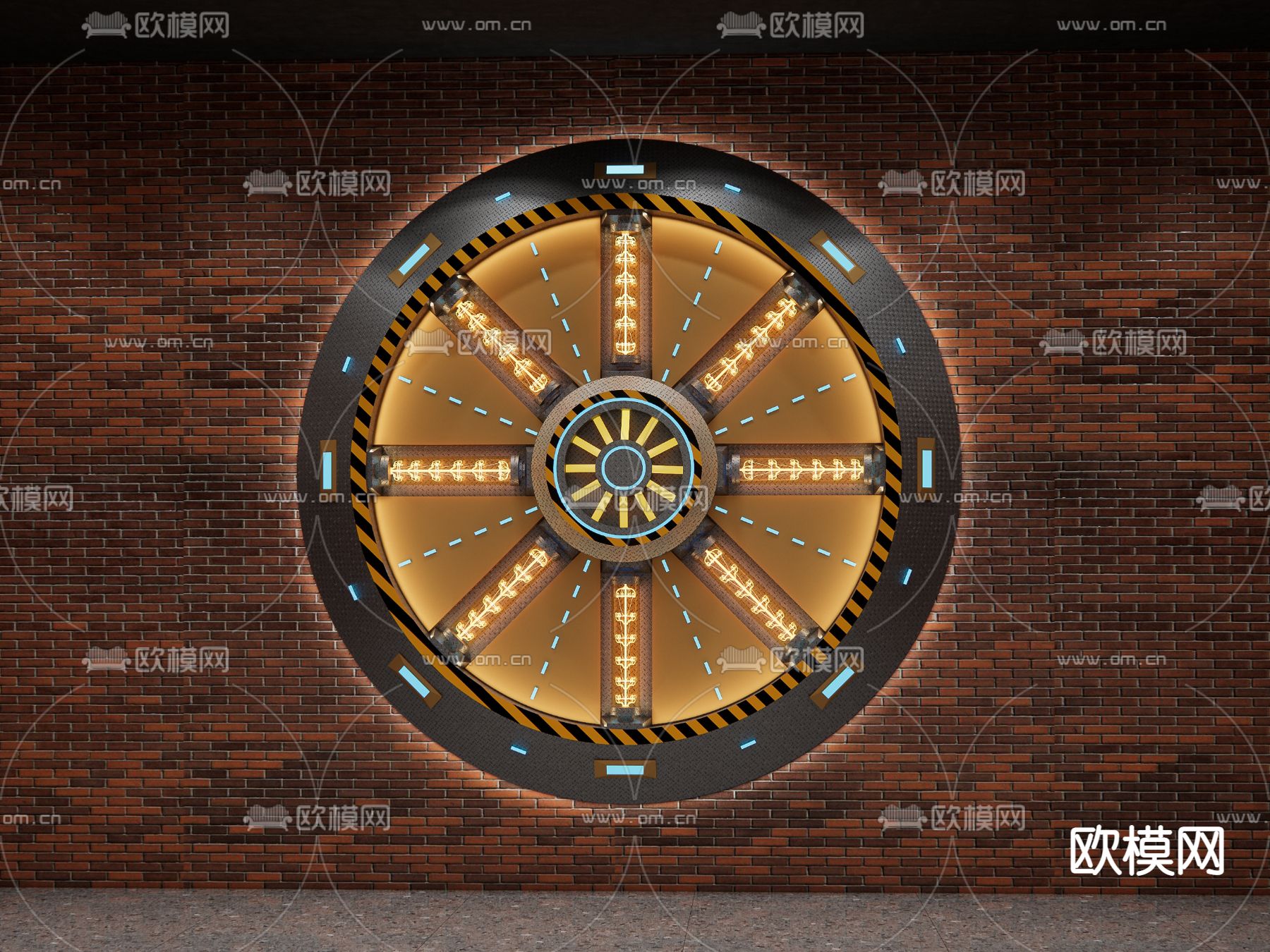 工业风背景墙 装置造景su模型下载（渲染图1）