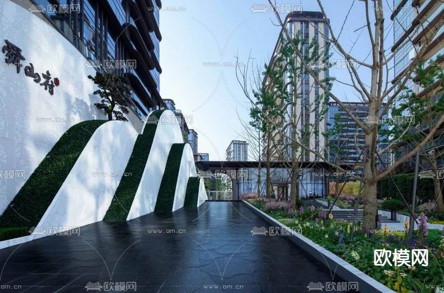 新中式示范区景观su模型下载（渲染图3）